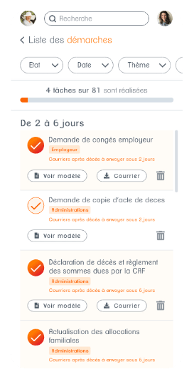 Organisation des obsèques et suivi des démarches administratives