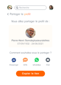Inviter à rejoindre un espace souvenir